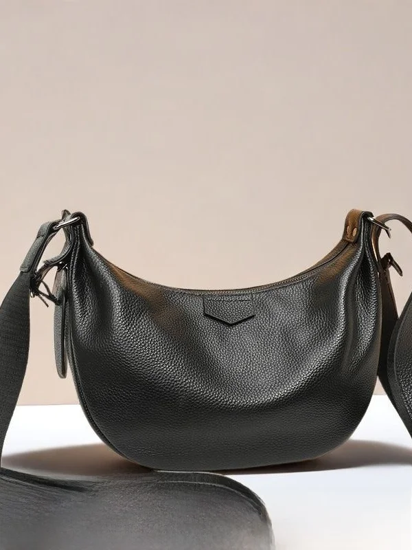 

Leather Dumpling Bag Women's Large Capacity Cowhide Crossbody Bag Simple Match High Sense Ladies' Bag Trendy Casual Handbag