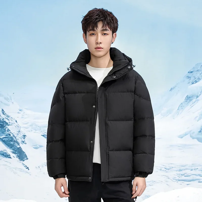 Novo inverno dos homens com capuz curto puffer jaquetas mais grosso quente casual pato para baixo casacos masculinos ao ar livre jaquetas à prova de