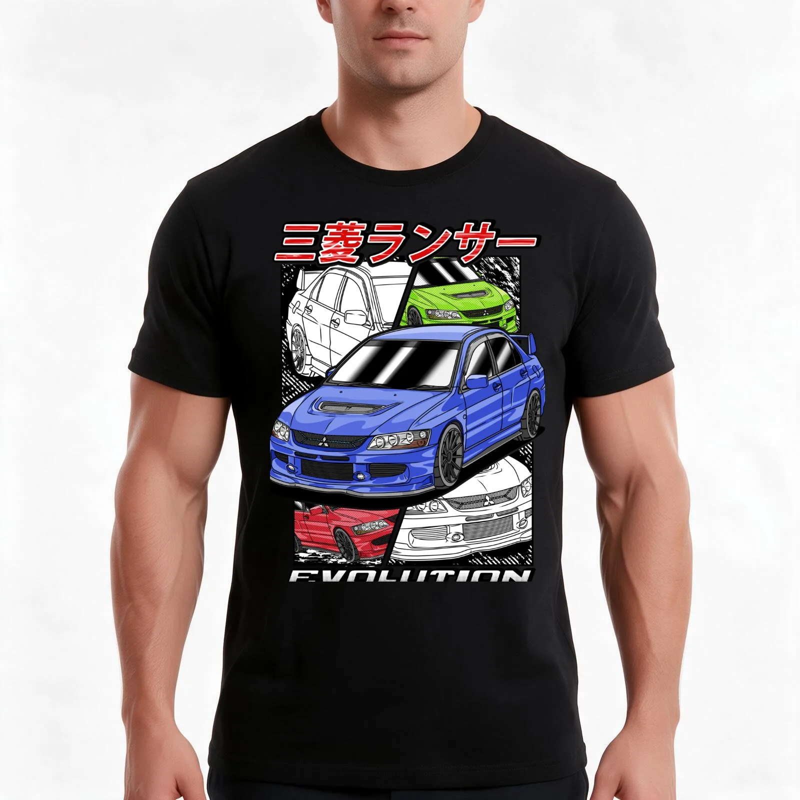 JDM Lancer Evolution T-Shirt, Summer Casual Cotton Tee, Oversized Streetwear Tops, Vintage Graphic Print, Loose Fit Short Sleeve
