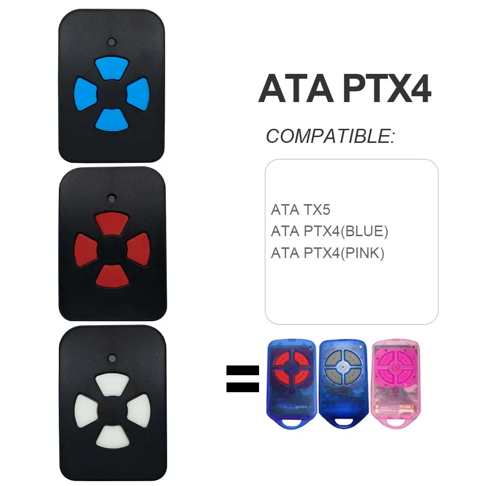 Universal Garage Remote Control Compatible With ATA PTX4 Blue PTX4 Pink TX5 433.92MHz Rolling Code Transmitter