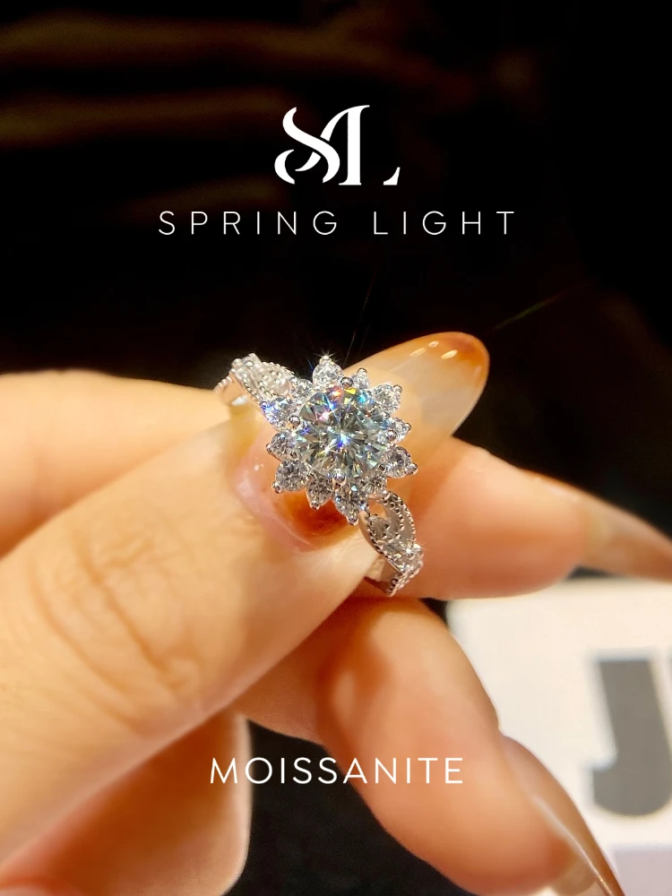 

Сертифицированное кольцо Stylever с муассанитом 1 карат в форме цветка для женщин, для повседневной носки и вечеринок, из настоящего серебра 925 пробы, роскошное ювелирное изделие