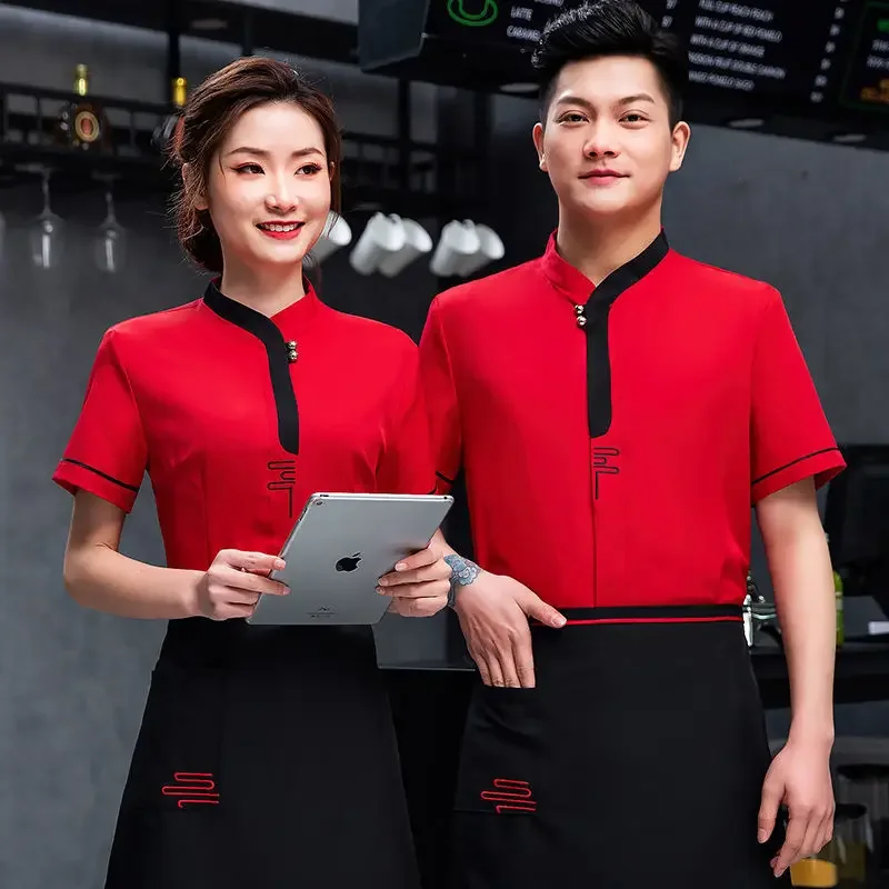 Chinese Restaurant Waiter Uniform Woman Hotel Winter Autumn Catering Cooking Workwear Restaurant Pot Hot Cafe Overalls Uniform