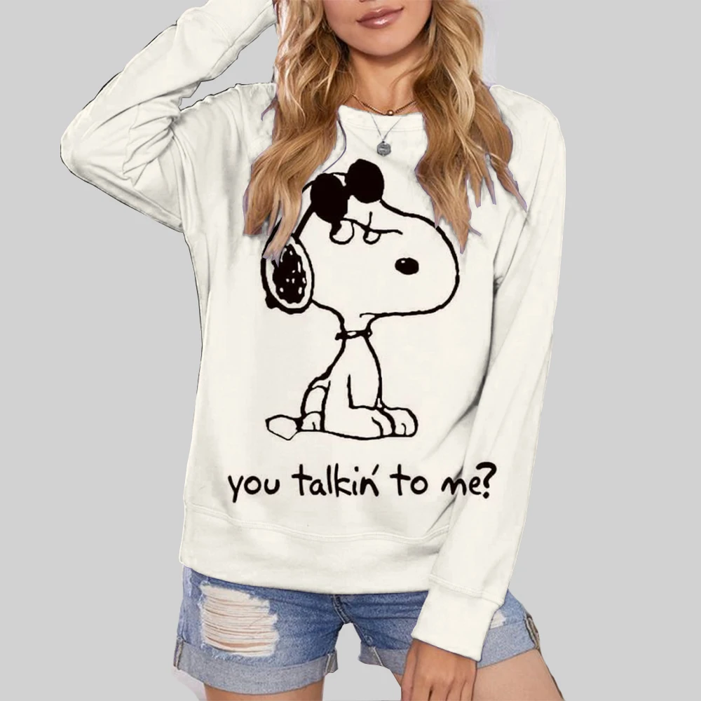 Snoopy Coffee Women\'s Hoodie Cartoon Print Harajuku Long Sleeve Cute Hoodie Casual Loose Sweatshirt Fashion Tops Clothing