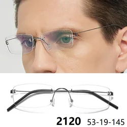 Denmark Brand Classic Fashion Square Glasses Frame Rimless Men Screwless Titanium Ultralight Eyeglasses Anti Blue Light 2120
