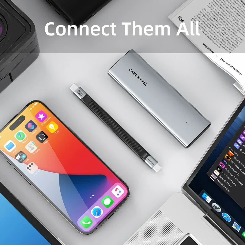 كابل CABLETIME USB4 من النوع C 40 جيجابت في الثانية 8K 60 هرتز USB C إلى النوع C كابل قصير PD 240 وات لـ Thunderbolt 3/4 iPhone 15 Pro Max C513