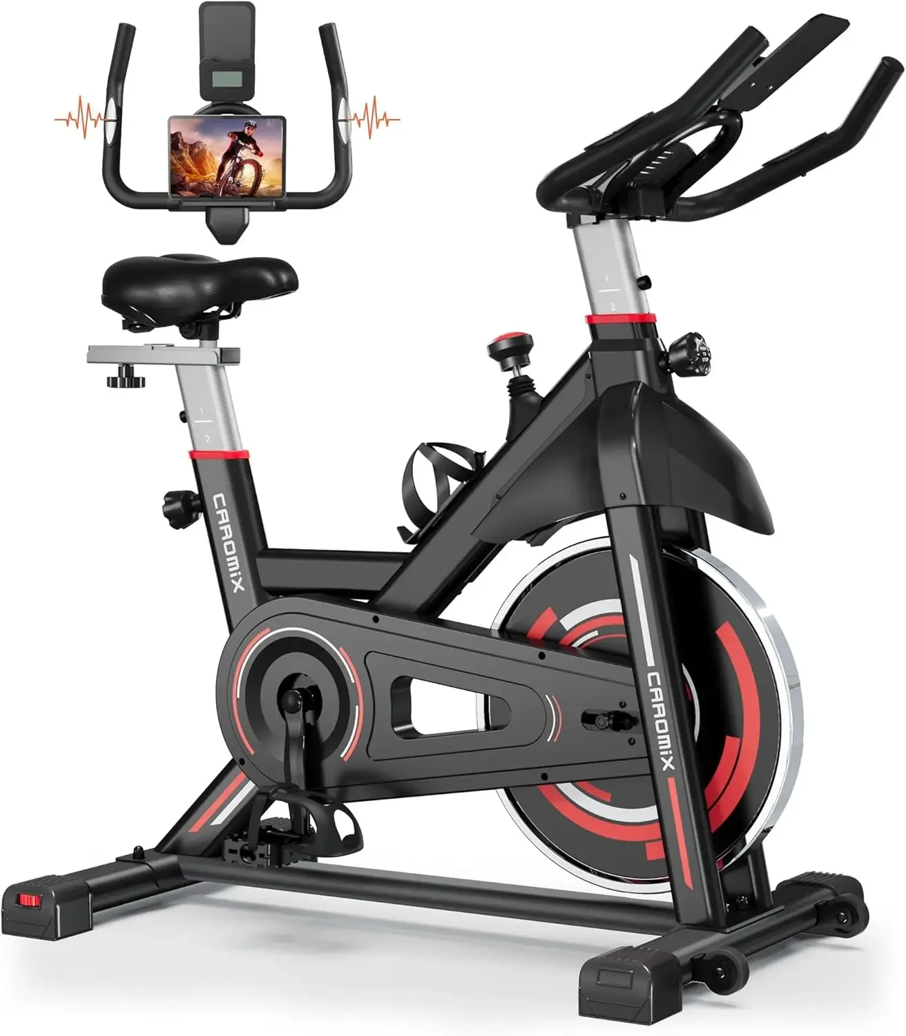 Exercise Bike Indoor Stationary Bike with Comfortable Seat Cushion, Monitor with Pulse & Mount for Home Cardio Gym