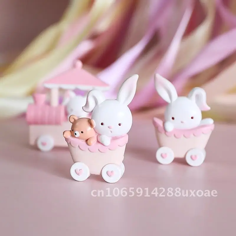 

Cute rabbit train desktop decoration creative car small ornaments home gifts pink girl heart ornaments