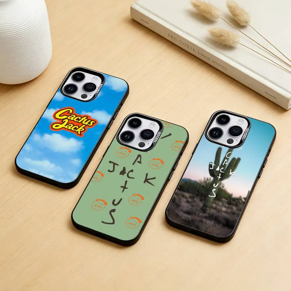 

C-Cactus J-Jack Travis Scott Phone Case Color Silver Shell For IPhone 17 16 15 14 13 12 11 Pro Max Plus