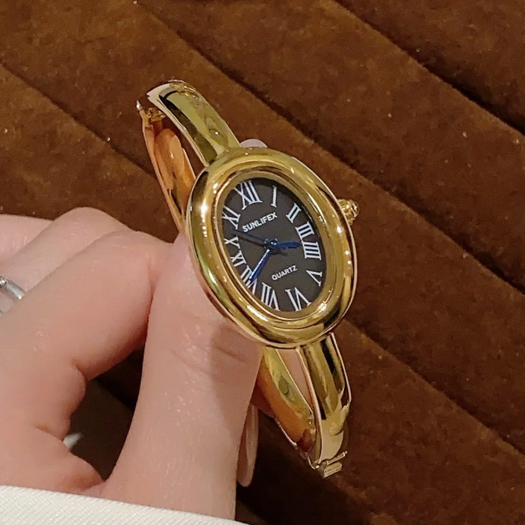 ผู้หญิงโรม Dial ควอตซ์นาฬิกาแบรนด์หรูสีทองกําไลข้อมือนาฬิกาข้อมือ Relogio Feminino ของขวัญนาฬิกา Montre Femme