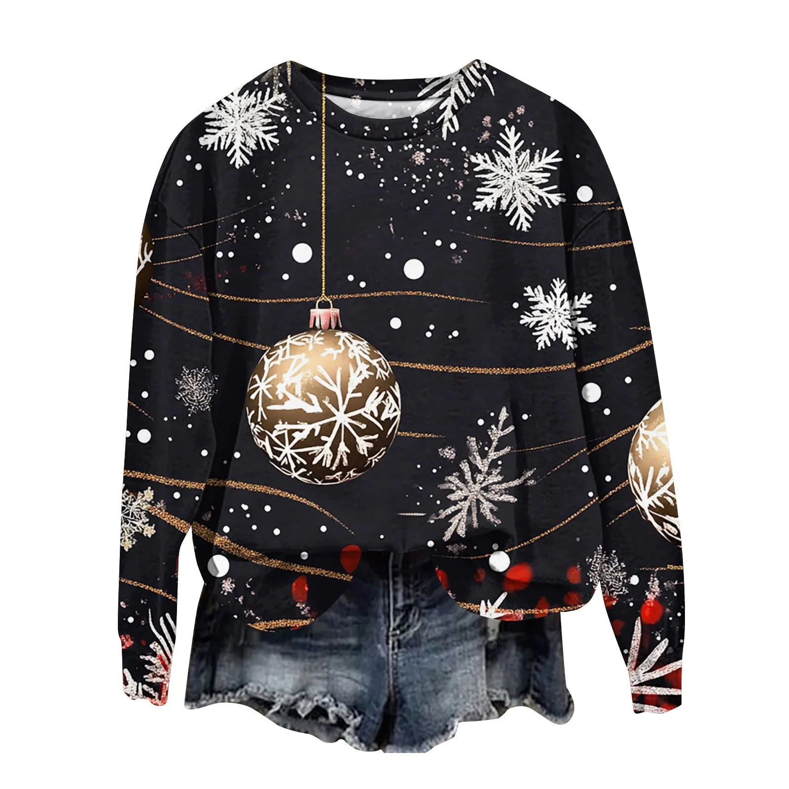 Winter Autumn Women's Long Sleeve Tops Christmas 3d Cartoon Santa Claus Printed Sweatshirts Casual Fashion Streetwear Clothes