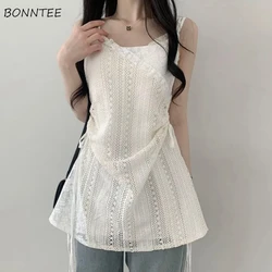 Mini Dresses Women Lace Bodycon Lace-up Sleeveless Summer Korean Style Casual Holiday Hotsweet Y2k Hollow Out Streetwear Chic