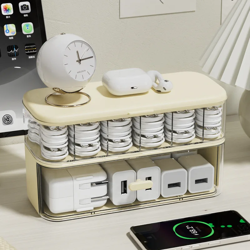 Data Line Storage Box Power Supply Charging Line Mobile Phone Charger Sorting Artifact Winder Desktop Line Collector Box