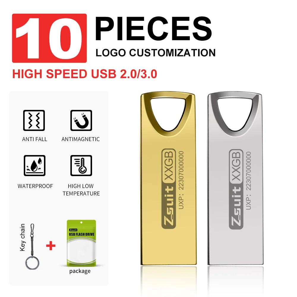 Zsuit 10 מחשבים כונן הבזק USB כונן הבזק 64 עט כונן 2g 4 גרם 8 גרם כונן עט מתכת usb מקל זיכרון 32 גרם מקל זיכרון מקל מותאם אישית פלאש 3.0 usb
