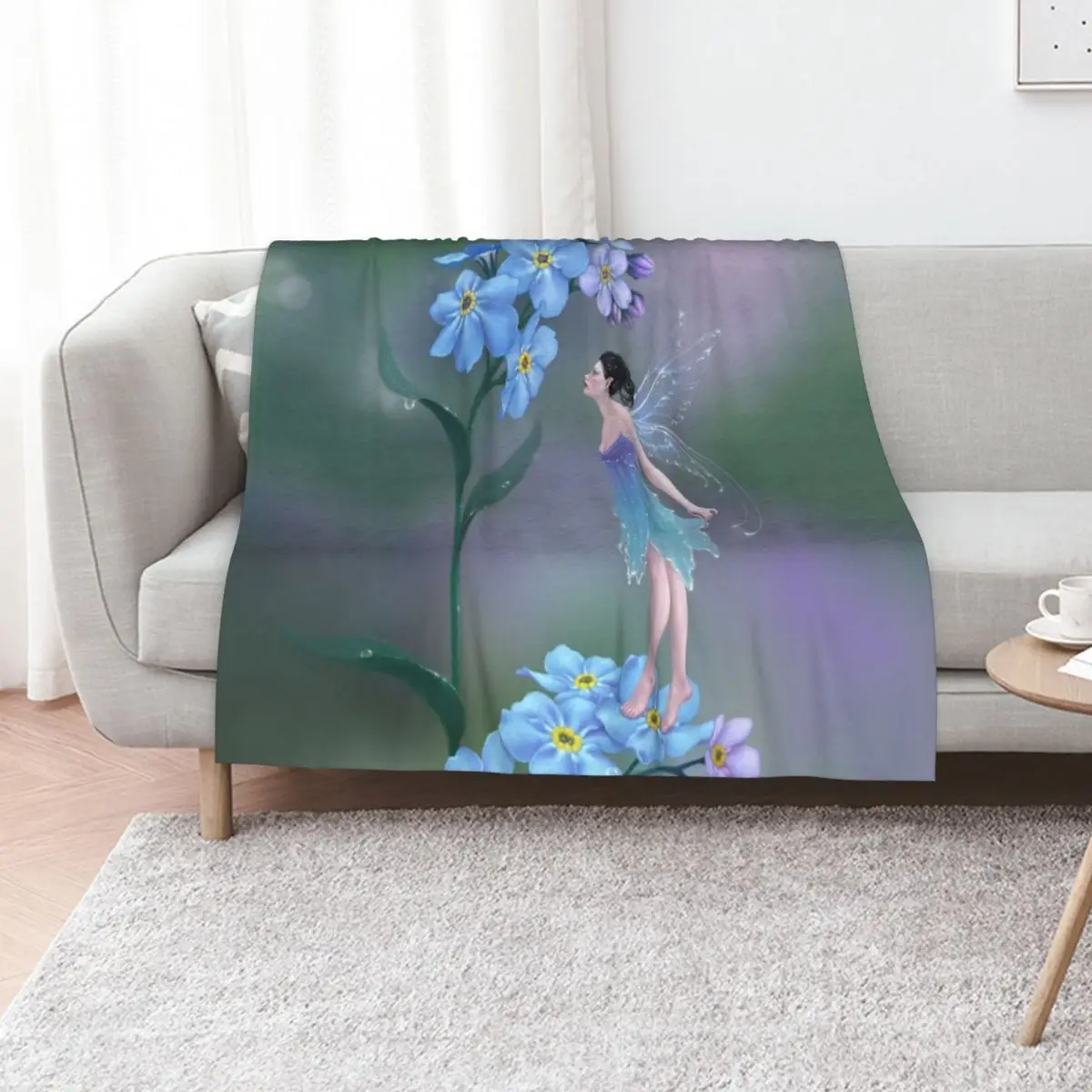 

Forget-Me-Not Flower Fairy Throw Blanket Shaggy Blankets For Bed Furry Thin Blankets