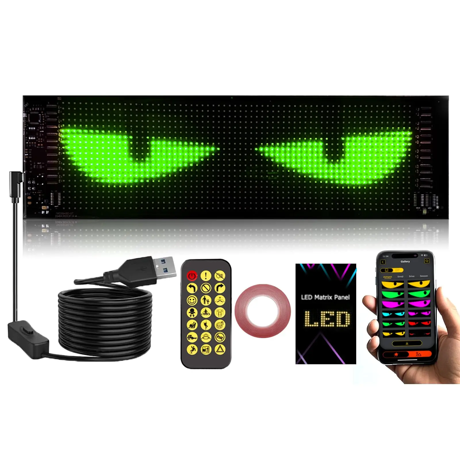 

Devil Eyes Light for Car 4in x 13.7in Flex LED Display for Car LED Sign Suitable for Window Car and Small to Medium-Sized Trucks