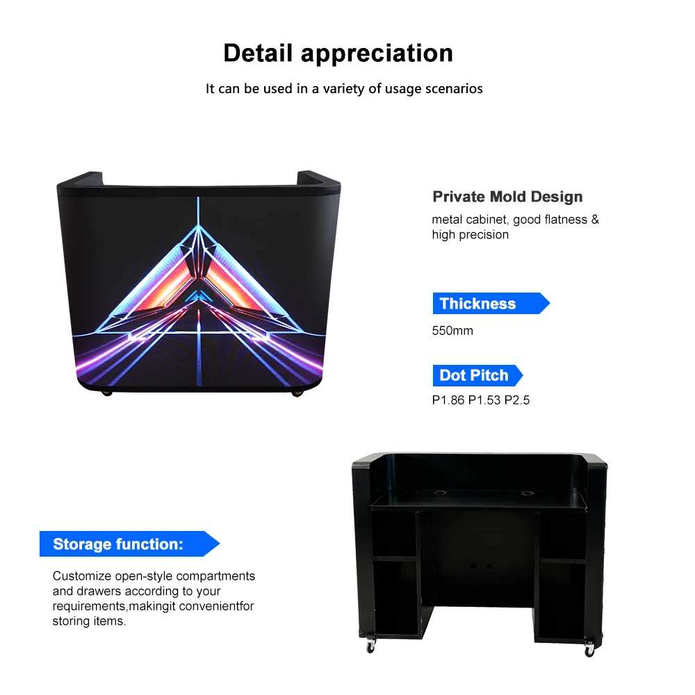 أداء مباشر سلس الربط كامل اللون Led Dj كشك شاشة عرض لأحداث الحفلات ملهى ليلي بار المنزل مع عجلات