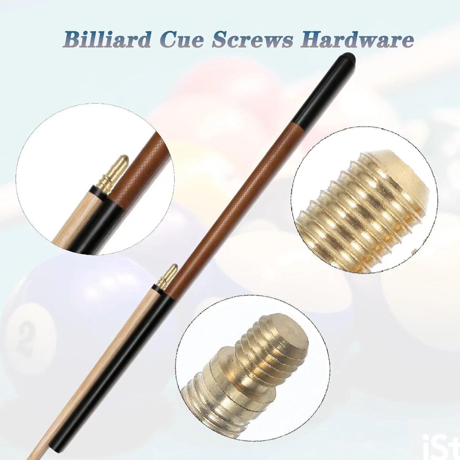1/2Sets Billard Queue Schrauben Hardware Pool Queue Verlängerung Schrauben Pool Queue Spitze Schraube Queue Spitze Schrauben gemeinsame Verbindungs Schrauben – Detail 4