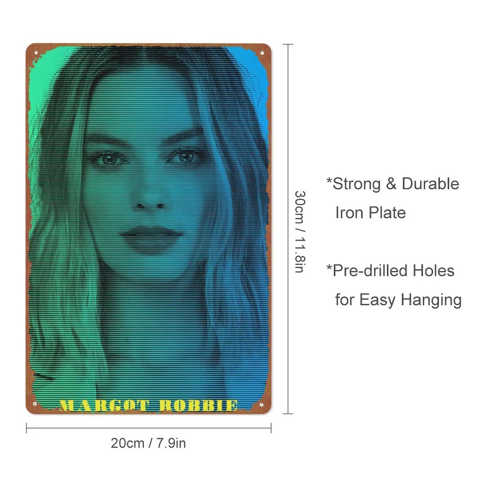 Margot Robbie Movie Poster Metal Tin Sign Wall Decor Signs,Retro Art Decor Metal Plaque Art 8x12 Inch