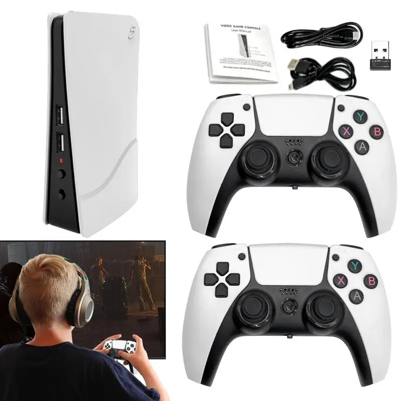 TV Game Console Game Box with 40000 Games 4K Hd TV Game Box Retro Game Device and Dual Wireless Controller for Game Player