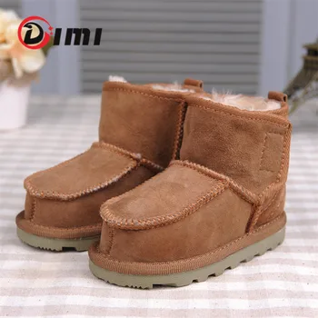 DIMI-겨울 어린이 신발, 정품 가죽, 남아/여아 부츠, 패션 소프트 내추럴 울, 따뜻한 플러시 스노우 부츠, 어린이용 2023