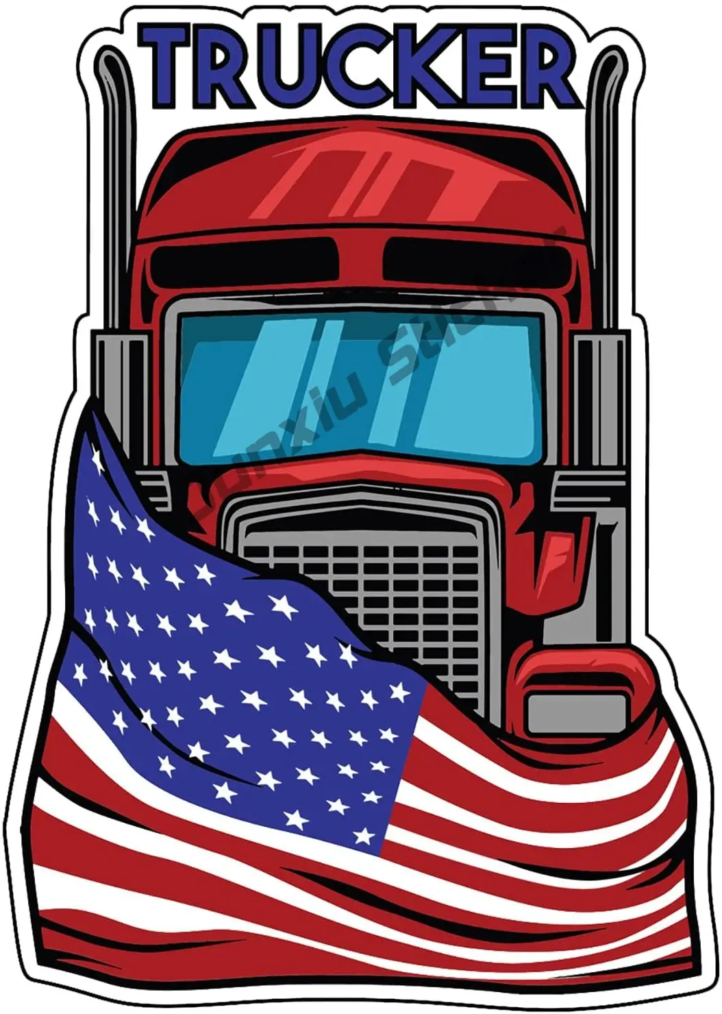 Creative Stickers American Flag Trucker Vinyl Decal Truck Driver Bumper Sticker for Laptops Tumblers Windows Cars Trucks Walls