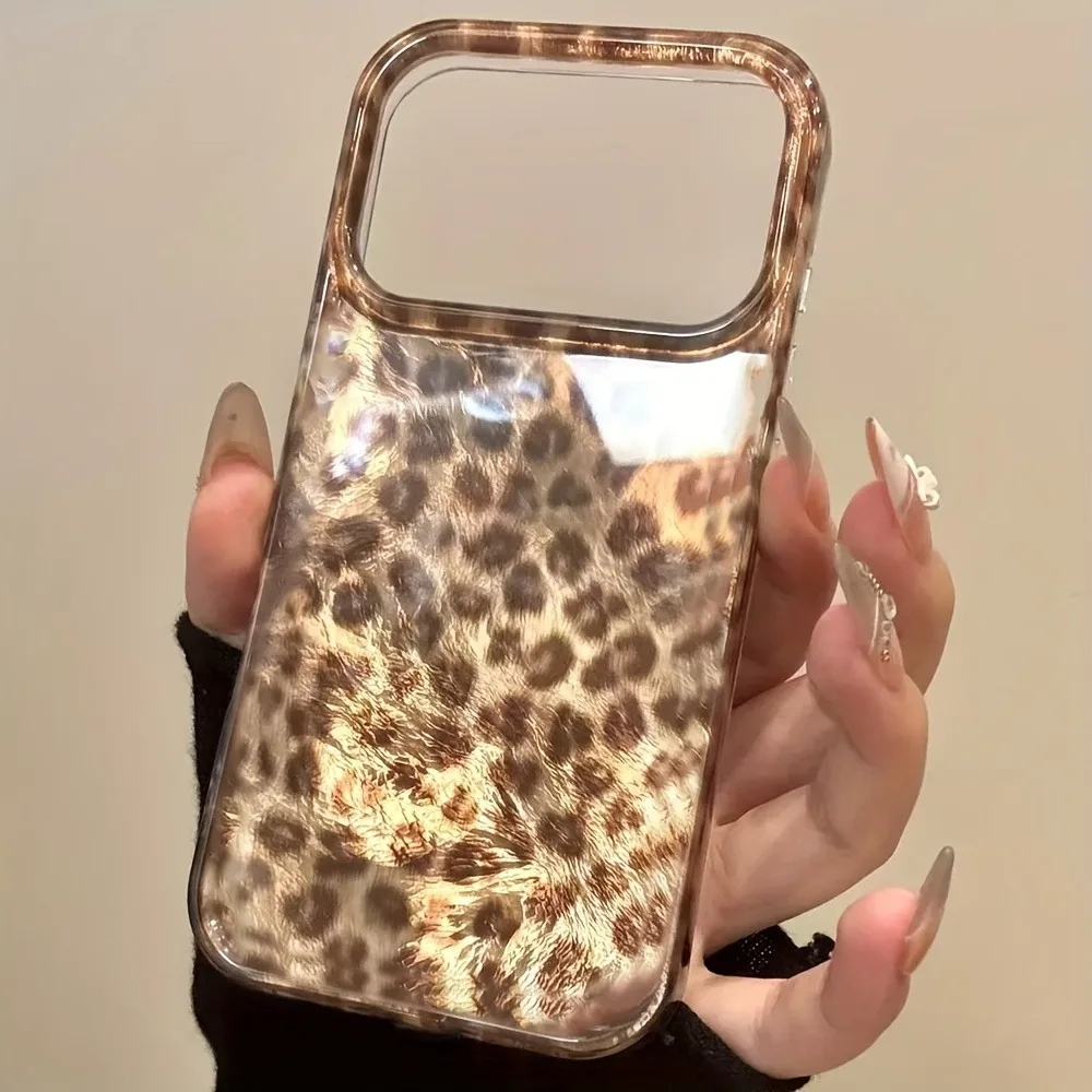 Luxurious Autumn Brown Leopard Print Clear Phone Case For iPhone 17 Pro Max 16 15 14 13 12 11 XS X XR 7 8 Plus 16E 17 Air Cover