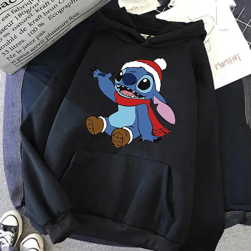 Autumn Disney Christmas Women Hoodies Xmas Stitch Graphic Printed Sweatshirt Casual Long Sleeves Clothing Pullover Streetwear