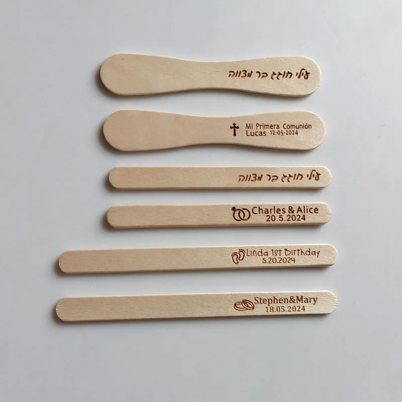 

50/100 Wedding Birthday Party Treat Sticks on Groom's Table Personalized Rustic Wood Popsicle Cakesicle Ice Cream Craft Stick