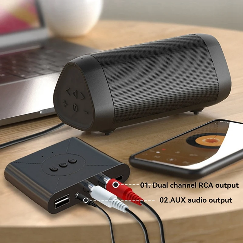 Bluetooth-приемник 5.3, беспроводной адаптер AUX, аудиовыход для мобильного телефона, RCA, аудиоусилитель в старом стиле, USB-плеер