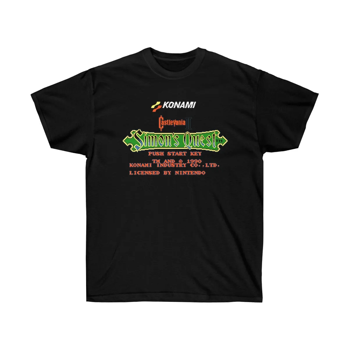 Castlevania 2 Start Screen Simon'S Quest Nes Famicom Game 8 Bit Stage T Shirt Arcade Classic Vintage Retro Design All Sizes