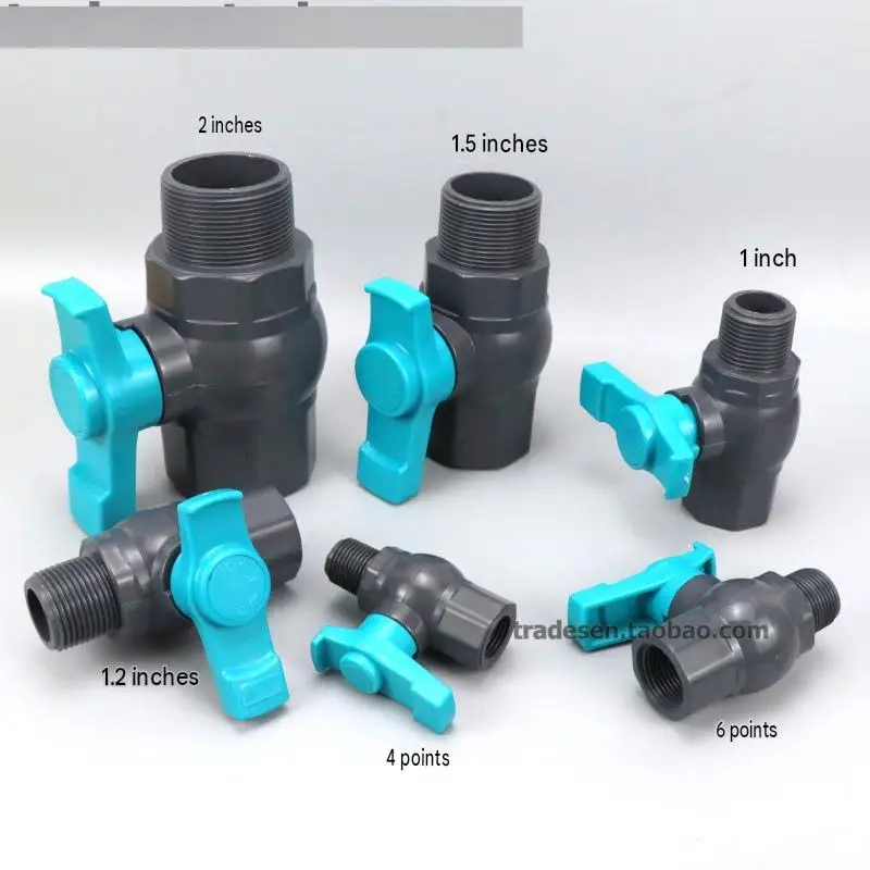 UPVC Male‑Female Thread Ball Valve, 1/2‑4 Inch Plastic Water Shut‑off Valve Multiple‑size Pipe Switch Fitting for Home Plumbing