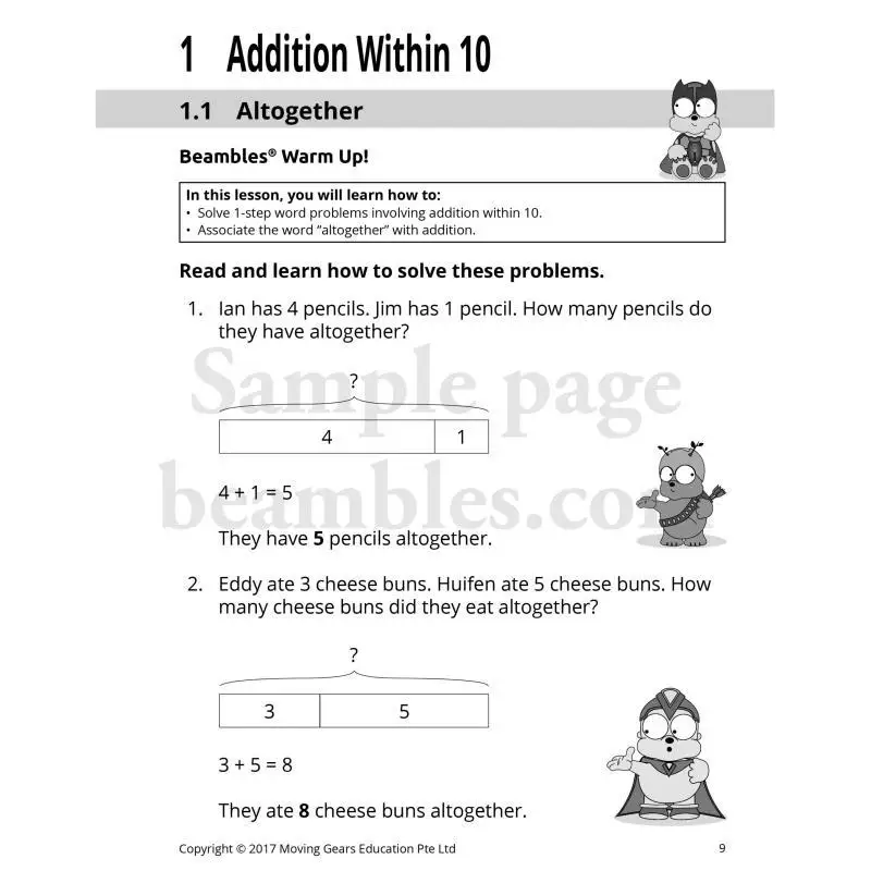 Beambles Mathematics StepByStep مشاكل الكلمات الابتدائية 1 كتاب 1 BEAMBLES BEAMBLES 9789814717304 كتاب