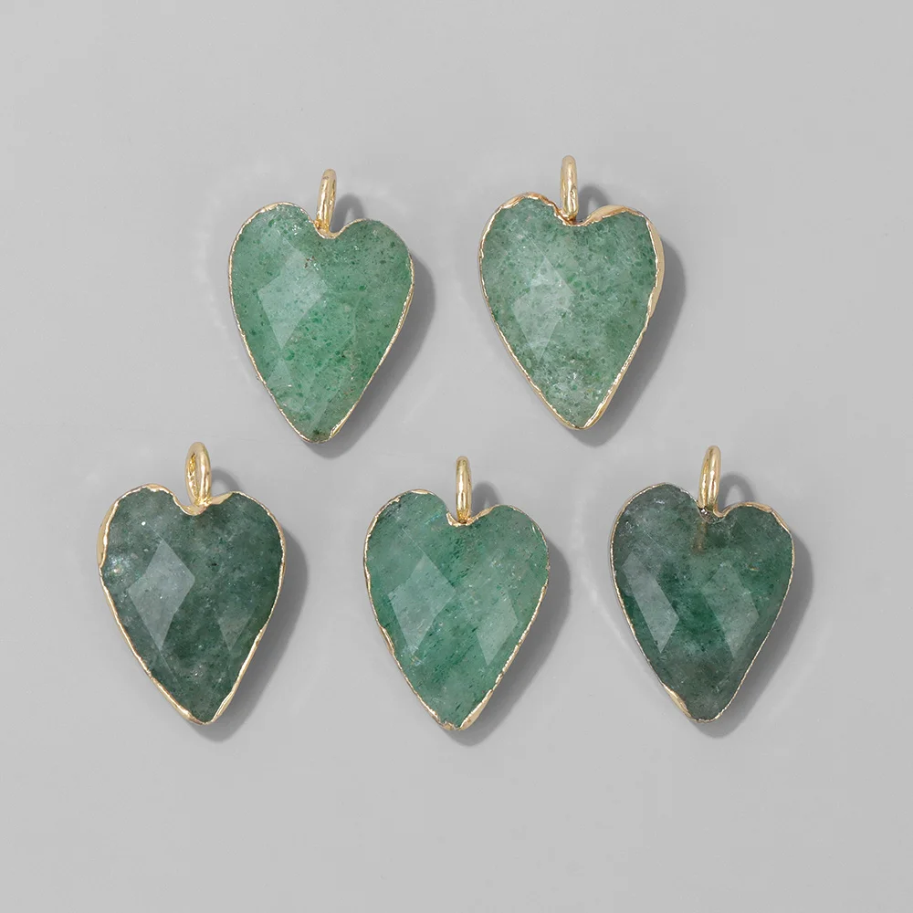 1Pc Shiny Loving Heart Stone Charms Natural Labradourite Crystal Heart Pendant For Jewelry Making Necklace DIY Earring 12x15mm