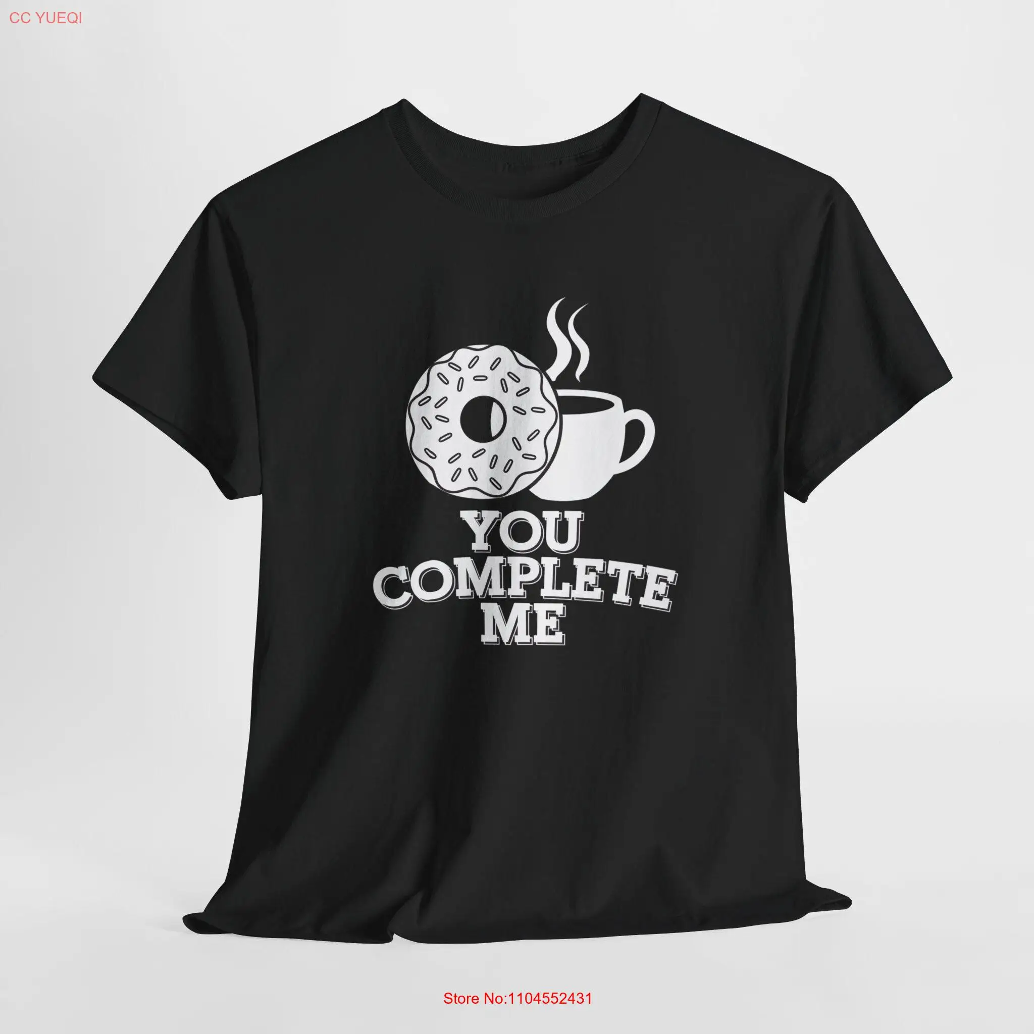 Jerry Maguire cita de la película You Complete Me camiseta para parejas que parecen como donuts y café porque el verdadero amor es dulce