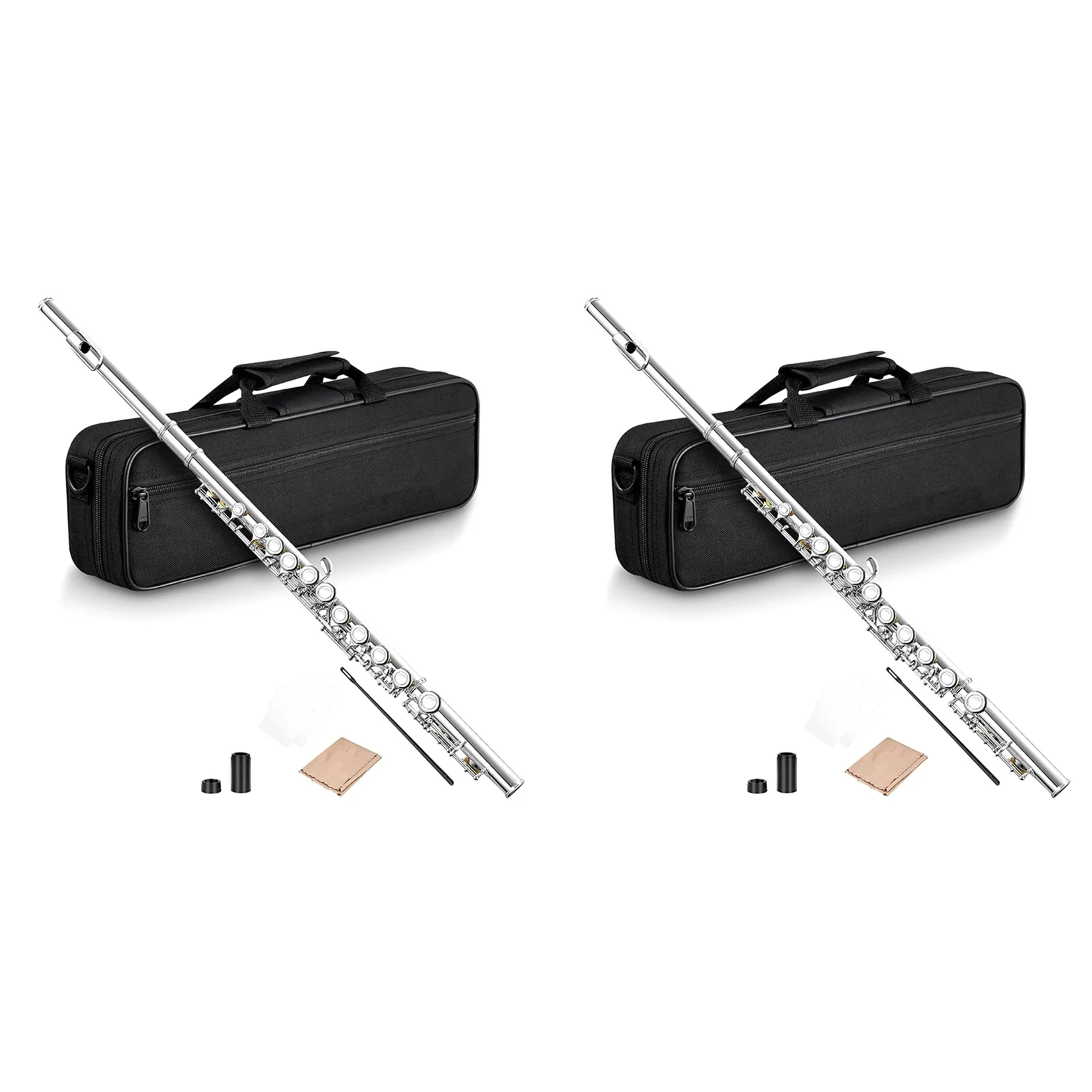 A74K-2X 16 Closed Open Holes C Key Professional Transverse Flute Concert With Box Cleaning Cloth Stick Gloves