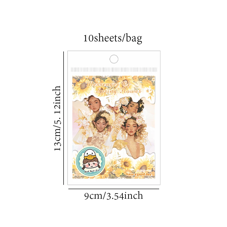 Mr Paper, 6 styles, Spring Flower Messenger Series Spring Girl Theme PET Stickers, DIY Handbook Decorative Stickers