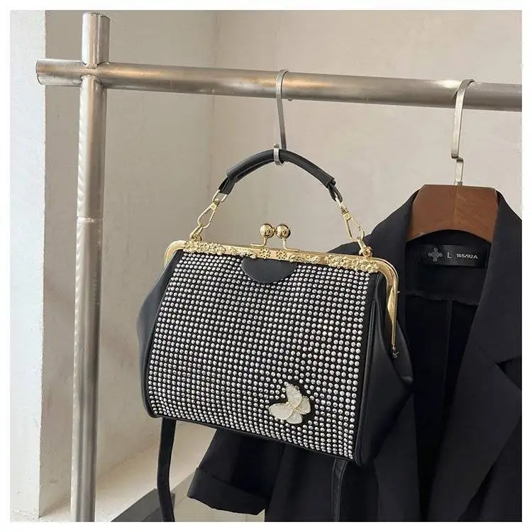Light Luxury Shining Hot Diamond Fashion Shell Bag Clip Button Women's Bag New Fashion Youth Casual One Shoulder Crossbody Bag