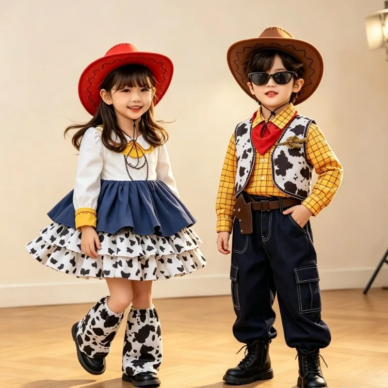 Western Cowboy Themed Children's Performance Costumes, Boys' and Girls' Garden Party Role-playing Sets, Movie Outfits view 2