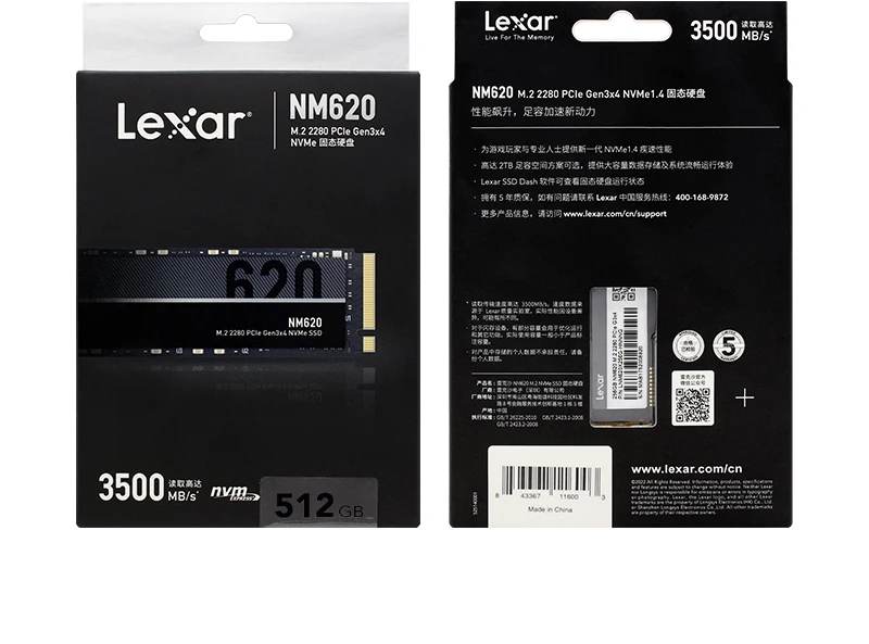 Lexar Interne Solid-State-Drive NM620 1 TB 512 GB 256 GB Lesegeschwindigkeit bis zu 3300 MB/s SSD NVMe M.2 SSD-Speicher für Computer – Detail 10