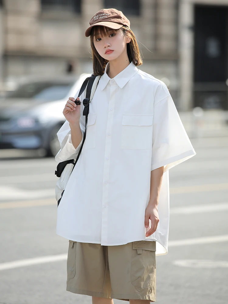 

White ort Sve irt Men's Summer Thin f Sve Jaet Japanese Sle Youthful Seven Sve irt DK orm Loose Fit