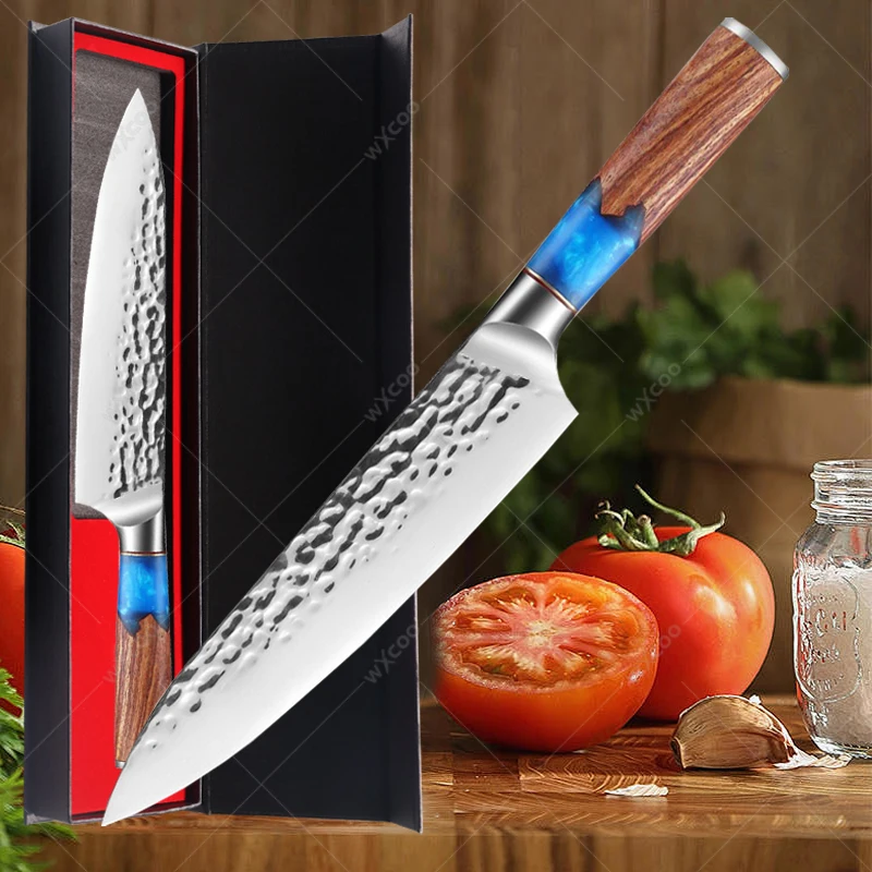 

Japanese Knife Household Kitchen Knives Stainless Steel Professional Chef Knife Meat Cleaver Forged Hammered Slicing Knife