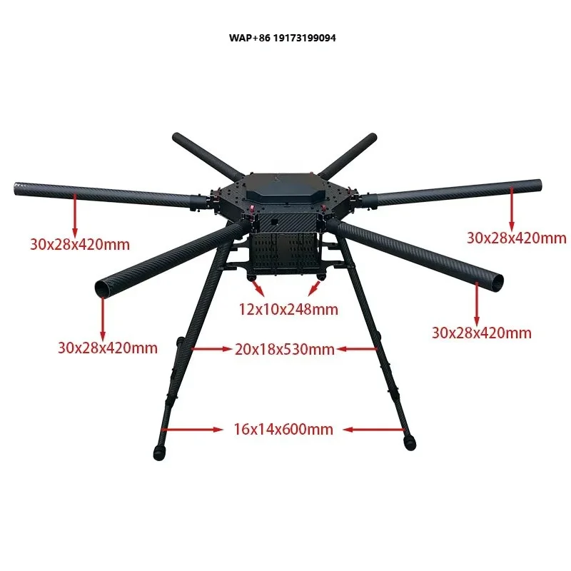 RJX1300B 6 Axis Frame Foldable Hexacopter Plant Protection Agricultural UAV Drones Without Motor Mounts