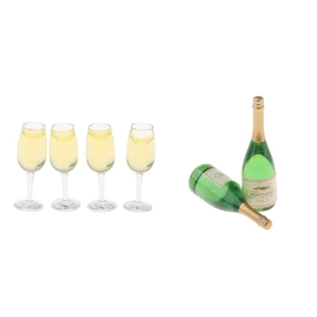 Puppen Haus Miniatur Wein Champagner Flaschen Trinken Pub Bar Esszimmer 1/12 Puppenhaus Pub Bar Decor Miniatur Bier Flaschen