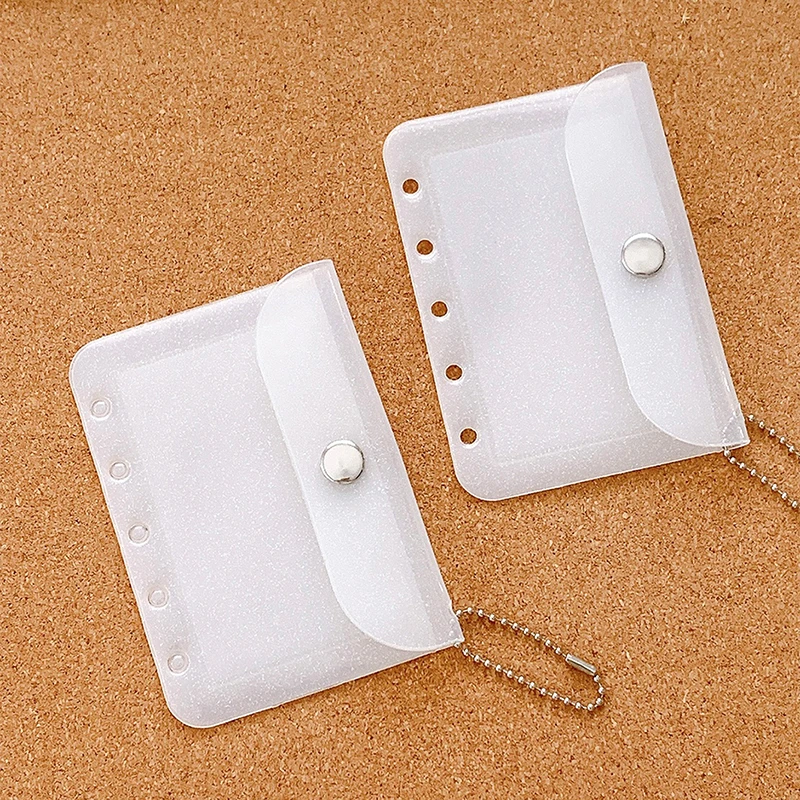 1PC Note Book Inner Bag Card Cover Sleece INS M5 Five Holes Loose Leaf Card Holder Case PVC Transparent Glitter Storage Bag