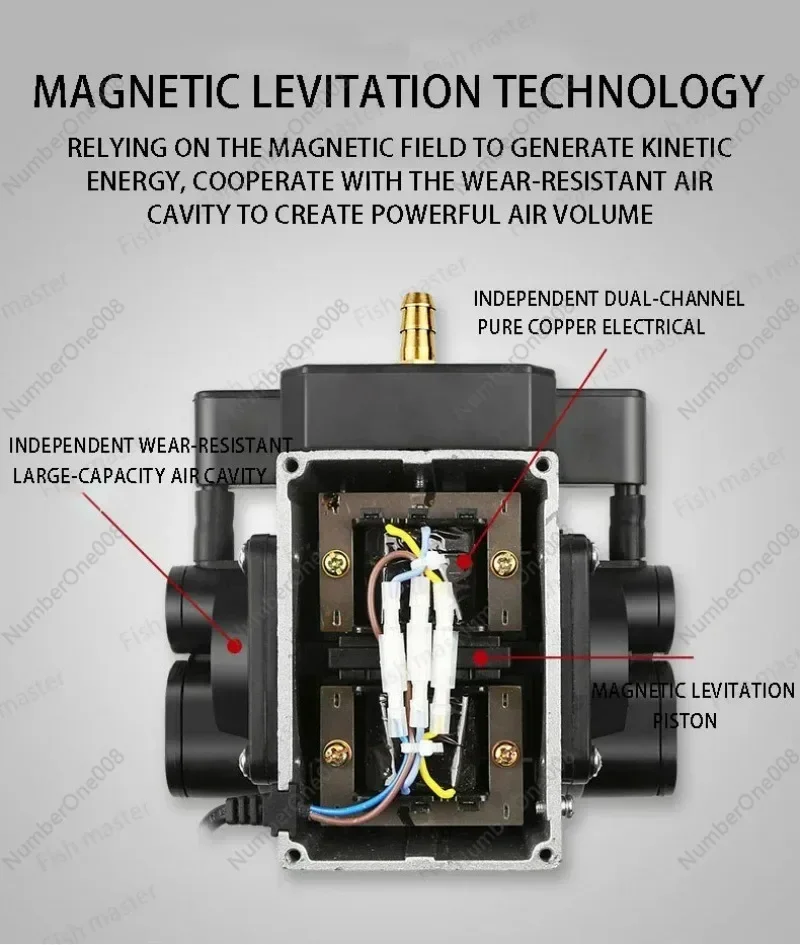 12V 24V 16W DC Aquarium Air Pump Ultra Quiet Strong Flow Adjustable for Pond Marine Pool Seafood Restaurant Fish Tank