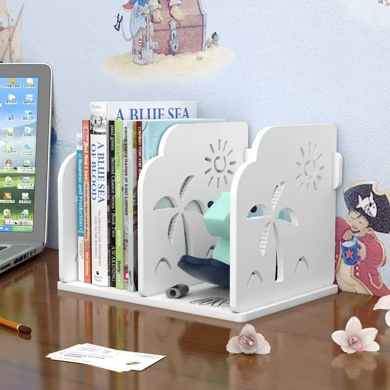 Cute Hollow Book Storage Rack Wooden Office Desktop File Shelf Information Magazine Storage Holder Living Room Table Book Stand