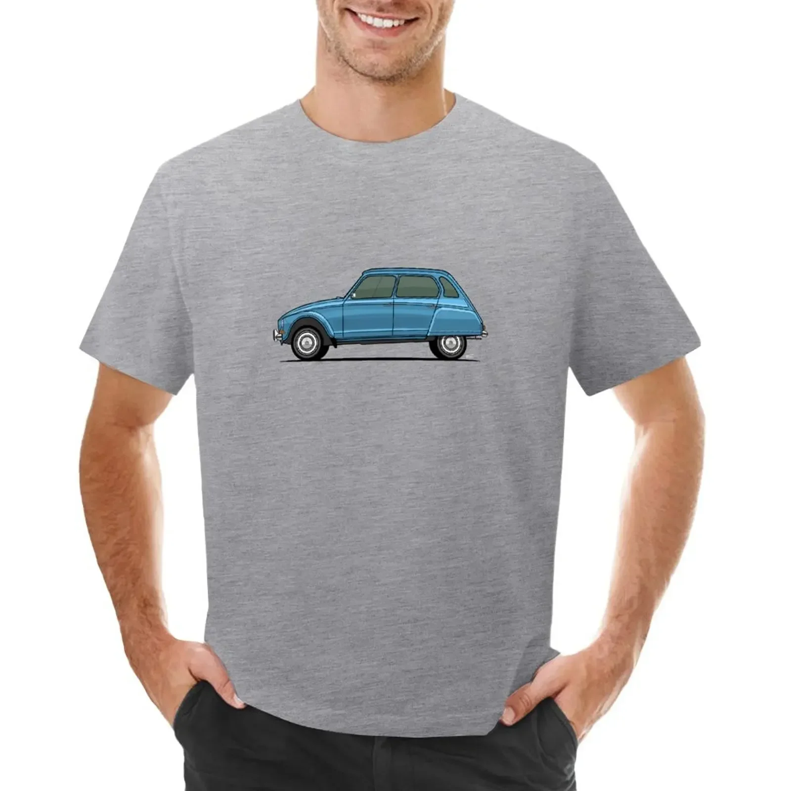 Ci troen Dyane single side view illustration - Blue t-shirt customs design your summer clothes mens fitted t-shirts