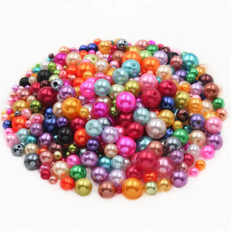 4-12mm Multicolor Lmitation Pearls Acrylic Round Spacer Loose Beads DIY Jewelry Making Necklace Bracelet Earrings Accessories