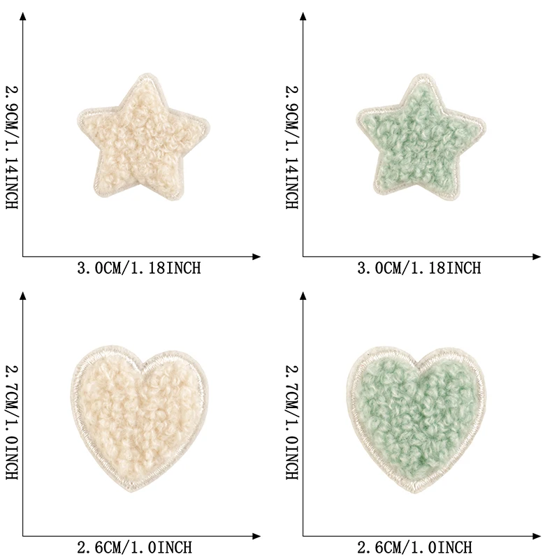 22 Stück Chenille-Herz-Stern-niedliche Aufnäher für Kleidung, zum Aufbügeln, bestickt, für Kinder, viele Aufkleber, Packung, Parches, Nähen, Jacken, Stoffe – Detail 3