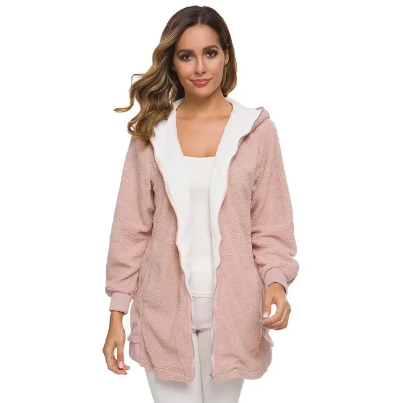 الشتاء النساء فو الفراء سترة 2025 السيدات رقيقة البلوز الصوف معطف الفرو رقيق هوديي أبلى فام بالأزرار المرأة السترات معطف